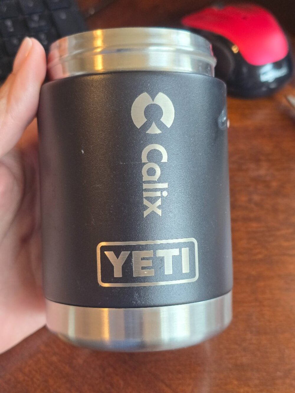 Yeti Colster 12 oz Insulated Can Cooler Black Custom Calix Laser Engraved Base